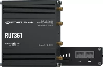 Router industrial Teltonika RUT361, 4G LTE Cat 6, Wi‑Fi 4, 2x RJ45 100Mb/s, i zi