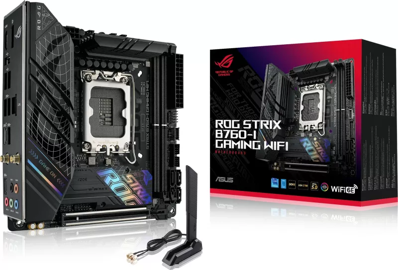 Pllakë amë ASUS ROG STRIX B760-I GAMING WIFI, Intel, LGA 1700, DDR5-SDRAM, 64 GB