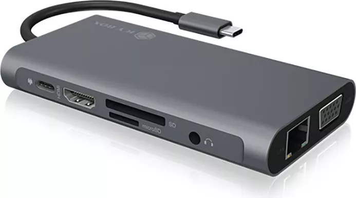 Docking Station RaidSonic ICY BOX IB-DK4040-CPD, USB 3.2 Gen 1 Type-C, 100 W, Anthracite, Black
