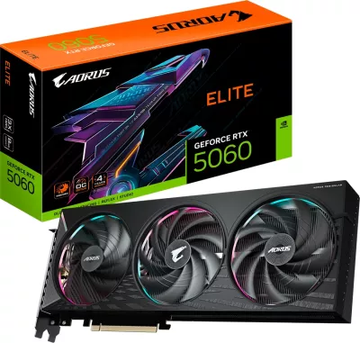 Kartë grafike GIGABYTE AORUS GeForce RTX 5060 ELITE 8G, 8GB GDDR7, 128-bit, PCIe 5.0, 3x DP, 1x HDMI, paketim retail, e zezë