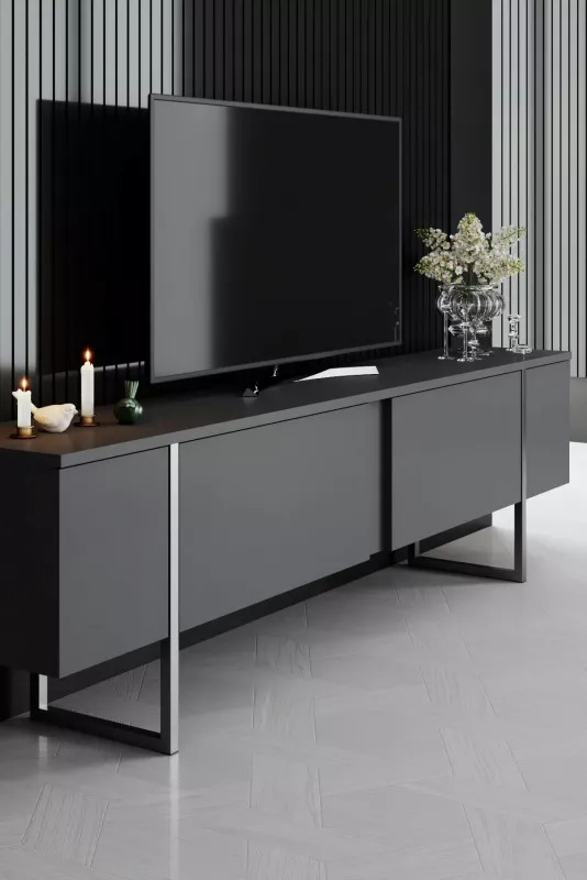 Set mobiljesh për dhomë dite, Hanah Home Luxe, antracit, argjend