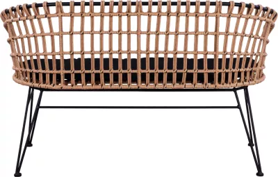 Bancë metalike Allegra FH5692 me thurje, ngjyrë zezë-bezhë, 124x57x77 cm