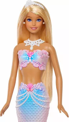 Kukull sirenë Barbie Dreamtopia Bubble Mermaid Mattel JLW56, me mekanizëm flluskash pa bateri, set me tabaka, solucion dhe brushë, rozë