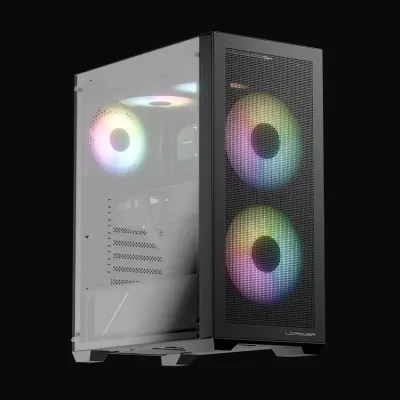 Kasë LC-Power Gaming 717B, Micro Tower, RGB, xham i temperuar, e zezë