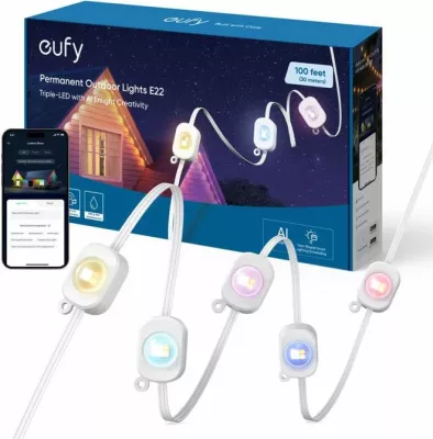 Drita LED të jashtme RGB ANKER eufy E22, 30m, RGBWW, IP67, kontroll me aplikacion