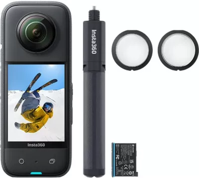 Kamerë aksion Insta360 X3 All-Purpose Kit, 360°, 5.7K, set me selfie stick, bateri rezervë, e zezë