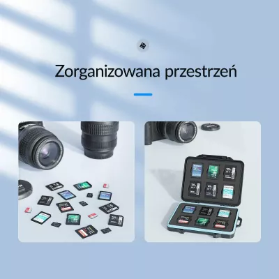 Kutizë për karta memorje Orico PHCD-6, 6x SD / 4x microSD / 1x CF, e zezë, set me karabinë dhe ngjitëse