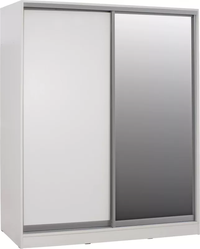 Dollap melamine i bardhë me pasqyrë, FH2437.03, 180x60x210 cm