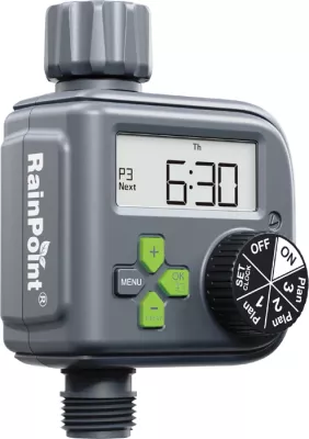 Kontrollues ujitjeje RainPoint ITV517V6-RS me sensor shiu, 3 programe, 0–90 min, LCD, IP54, gri, set