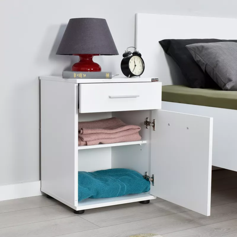 Komodinë e bardhë për dhomë gjumi, Hanah Home, Kmd-511-Bb-1