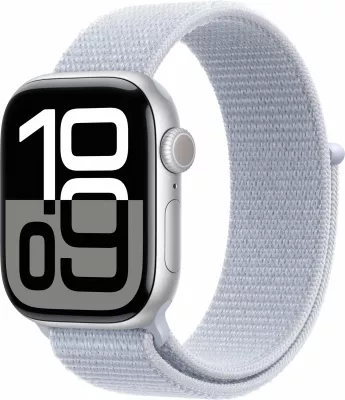 Smartwatch Apple Watch Series 10 GPS 42mm, alumini argjendtë, Sport Loop Blue Cloud