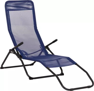 Shezlong relaksues lëkundës, tekstilene blu, metal i zi, SWINGSAND FH6553.05, 142x60x95cm