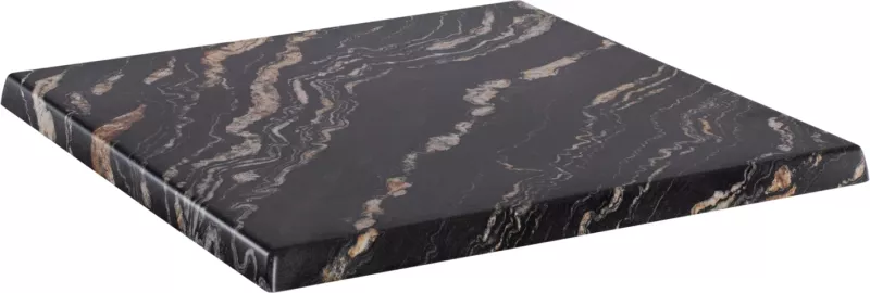 Sipërfaqe tavoline katrore, ngjyrë mermeri e zezë dhe ari, FH5231.15, 80x80 cm