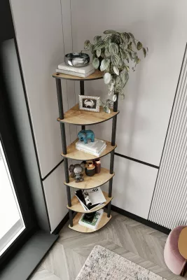 Raft këndi për libra, ngjyrë lisi, Skye Decor, 6 nivele