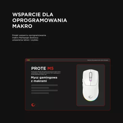 Maus Rampage Prote M5, 24000 DPI, RGB LED, wireless/wired, bardhë