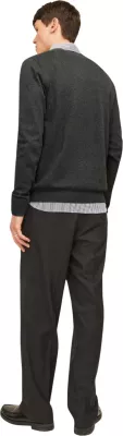 Xhemper për meshkuj Jack & Jones JJEBASIC KNIT V-NECK NOOS, gri e errët [Madhësia: XS]
