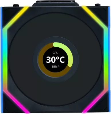 Ventilator kompjuteri Lian Li UNI FAN SL Wireless LCD 120, 120mm ARGB, LCD 1.6\", 4-pin PWM, 1900rpm, i zi, 1 copë (12SLLCD1W1B)