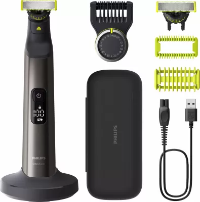 Makinë rroje Philips OneBlade Pro 360 QP6652/61, për fytyrë & trup, 120 min bateri, IPX7, gri, set me krehër preciz 20 gjatësive