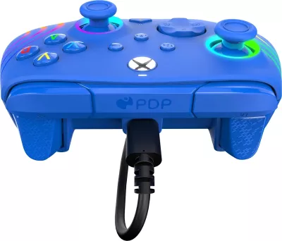Kontroller me kabllo PDP Afterglow Wave për Xbox/PC, RGB, USB-C, kabllo 2.4 m, blu