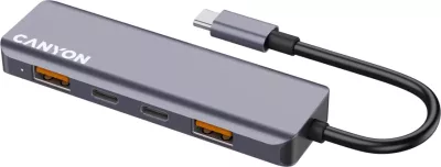 USB-C hub CANYON DS-18 5n1 USB 3.2 Gen 2, 2x USB-A + 2x USB-C, kabllo 15 cm, hiri