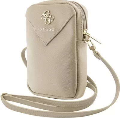 Mbështjellës telefoni Guess ZIP Leather Triangle, lëkurë artificiale, ari