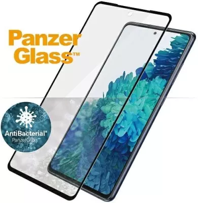 Xham mbrojtës PanzerGlass E2E Microfracture antibakterial për Samsung Galaxy S20 FE, me kornizë të zezë