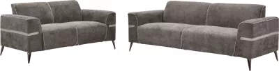 Set divanësh 2 pjesë FERIN FH6070.02, pëlhurë gri, këmbë metalike ngjyrë kafe e errët