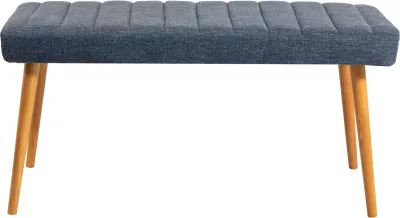 Tavolinë me karrige për ngrënie, e zgjatshme, ngjyrë pishë Atlantike, karrige dhe bankë blu, 4 copë, Skye Decor