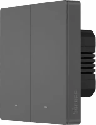 Switch i mençur muri Wi‑Fi SONOFF M5-2C-86, 2 kanale, standard EU 86, gri e errët