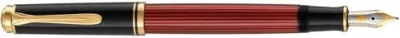 Stilolaps Pelikan Souverän 600, majë ari/rhodium, piston, i zi/kuq/artë