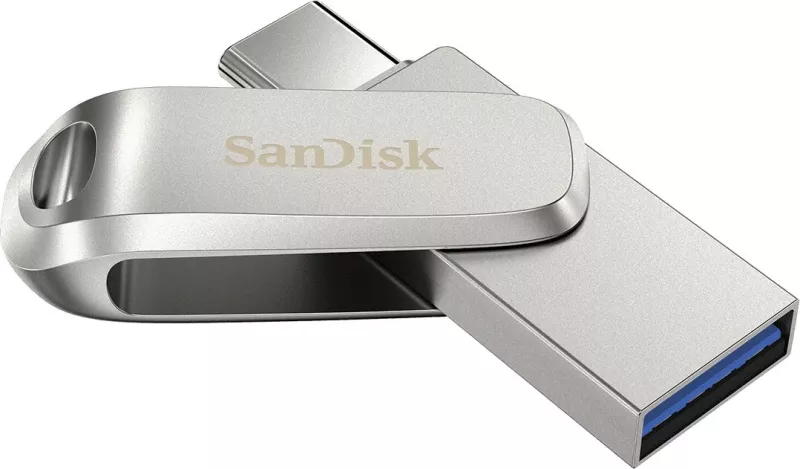 USB SanDisk Ultra Dual Drive Luxe, 64 GB, USB Type-A / USB Type-C, 3.2 Gen 1, 150 MB/s, Inox