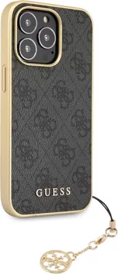 Mbështjellës Guess 4G Charms për iPhone 14 Pro Max, Gri me varëse