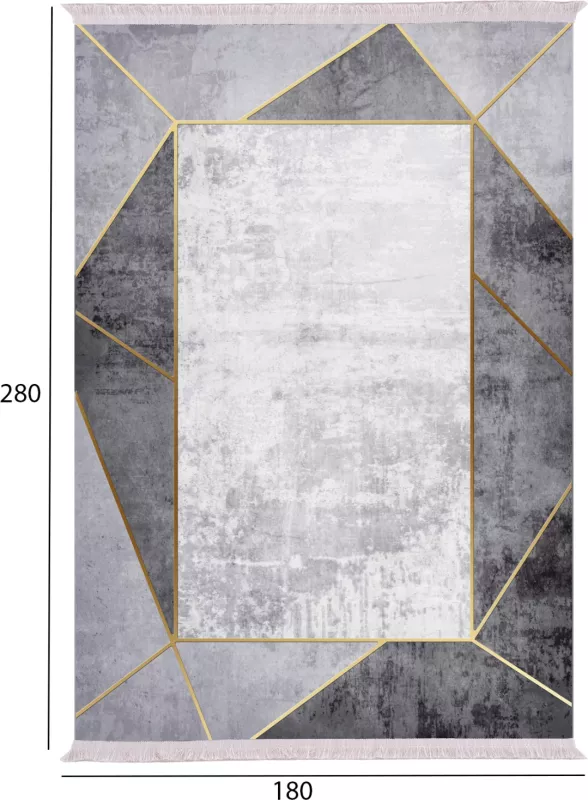 Tepih për dhomë ndeje me franja, FH7723.23, gri, 180x280