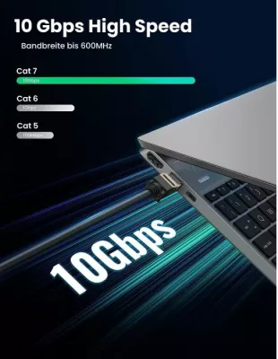 Kabllo rrjeti Ethernet UGREEN Cat7 RJ45 MPN 11270, 10 Gbps, 600 MHz, 3 m, e zezë