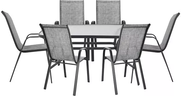 Set kopshti tavolinë Bruno & karrige Leon, 7 pjesë, hiri