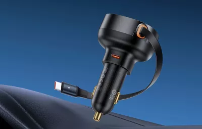 Karikues veture Baseus Enjoyment Pro C00057802111-01, USB-C 60W, kabllë e tërheqshme 0.7 m, i zi