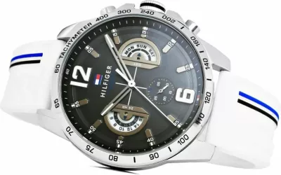 Orë dore për meshkuj Tommy Hilfiger, e bardhë