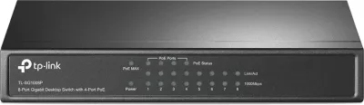 Switch TP-Link TL-SG1008P 8 porta Gigabit me 4x PoE, e zezë