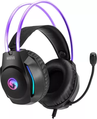 Kufje gaming Marvo H8620 me mikrofon, wired, RGB, 3.5mm + USB, 50mm, të zeza