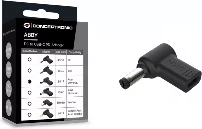 Adapter Conceptronic USB-C PD100W në 5.5x1.7mm për Acer, i zi