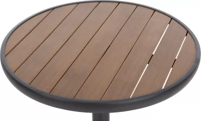 Tavolinë e rrumbullakët alumini ALEXA FH6086.01, sipërfaqe polywood ngjyrë natyrale, Φ60x73H cm