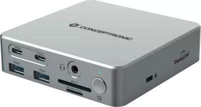 Docking station Conceptronic 15-1 USB-C, 2x HDMI, 2x USB-C, 4x USB-A, 80W, argjend