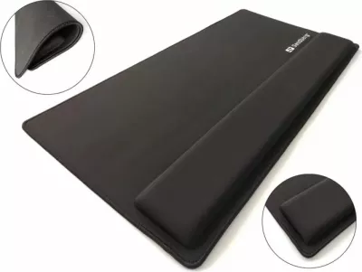 Mauspad Sandberg Desk Pad Pro XXL 520-35 712x350x23mm me mbështetje kyçi, e zezë
