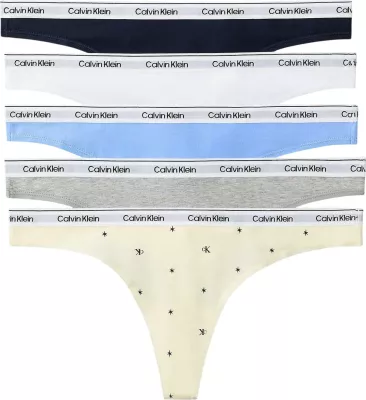 Të brendshme tanga 5 palë për femra Calvin Klein Underwear LV00QD5221, gri të çelta [Madhësia: L]