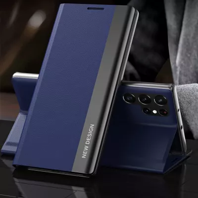 Mbështjellës Hurtel Sleep Case Pro për Samsung Galaxy S25 Ultra, me kapak dhe mbajtës, Kaltër