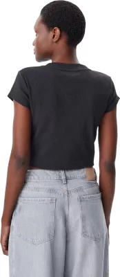 Maicë për femra Calvin Klein Jeans MONOGRAM BABY TEE LV047AB802, e zezë [Madhësia: M]