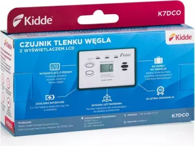 Detektor monoksidi karboni Kidde K7DCO me ekran, Bardhë