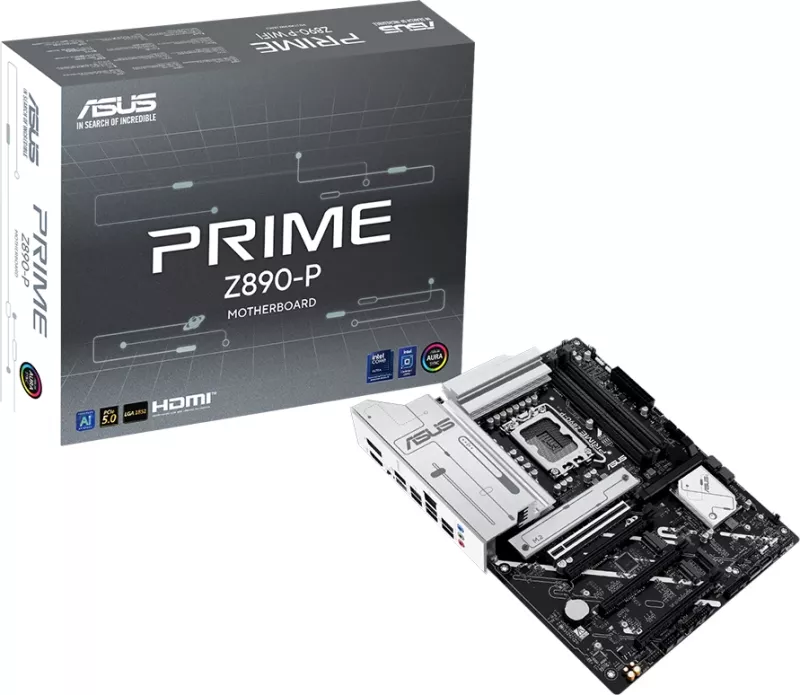 Pllakë amë ASUS Prime Z890-P, LGA1851, ATX, Intel Z890, DDR5 (4xDIMM), 4xM.2, 4xSATA, PCIe 5.0, 2.5GbE, HDMI/DisplayPort, USB-C 20Gbps, Aura Sync