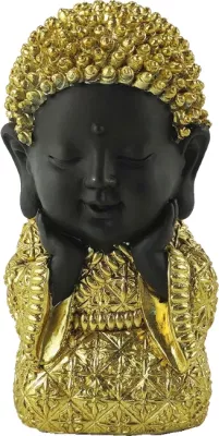 Dekor Baby Buddha, polirezine, ar dhe e zezë, 12x10x17cm