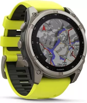 Smartwatch Garmin fenix 8, 51 mm, 32 GB, Titanium, Rrip silikon, E verdhë neon